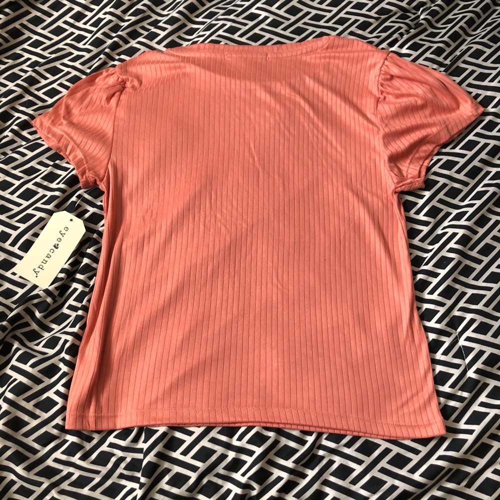 Eye Candy Kali Puff Sleeved Rib Top - Picture 3 of 5